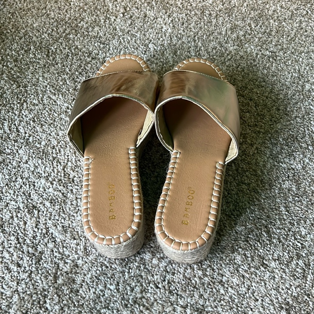Gold bamboo espadrilles